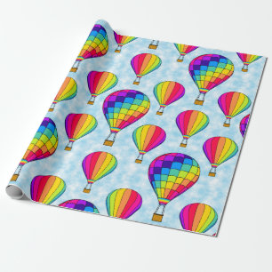 Luchtballonnen regenboogkleuren cadeaupapier