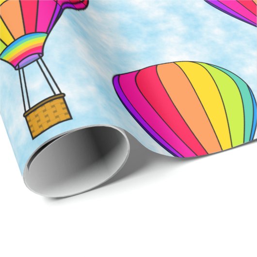 Luchtballonnen regenboogkleuren cadeaupapier (Rol Hoek)