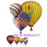 Luchtballonnen!!! Staand Fotobeeldje<br><div class="desc">Een collage van zeven verschillende heteluchtballonnen met tekst: "Heet Luchtballonnen!!!"</div>