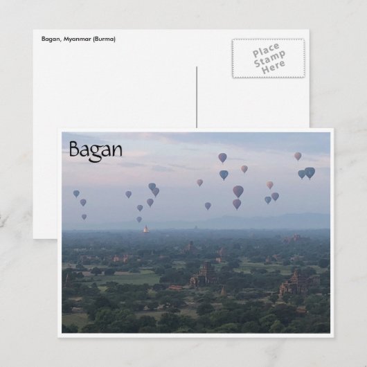 luchtballonnen van bagan briefkaart (Voorkant / Achterkant)