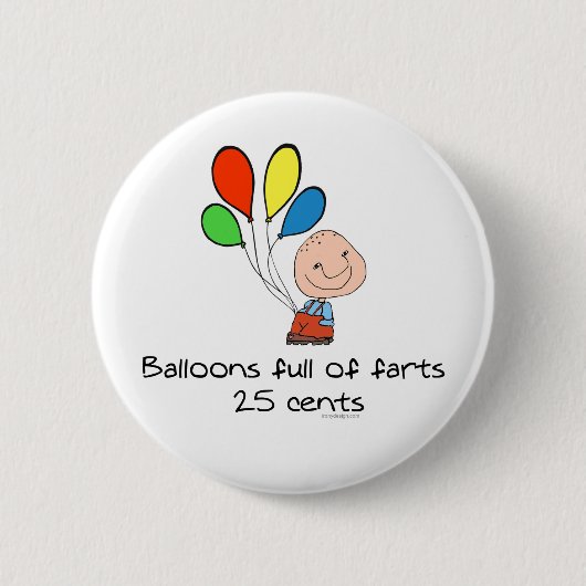 Luchtballonnen vol farts ronde button 5,7 cm (Voorkant)