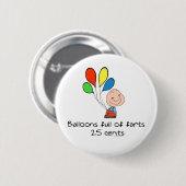 Luchtballonnen vol farts ronde button 5,7 cm (Voorkant /achterkant)