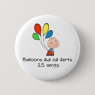 Luchtballonnen vol farts ronde button 5,7 cm