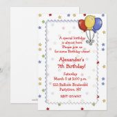 Luchtballons Stars Birthday Uitnodiging (Voorkant / Achterkant)