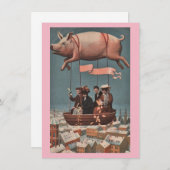  luchtballonvaart over de stad feestdagenkaart (Voorkant / Achterkant)