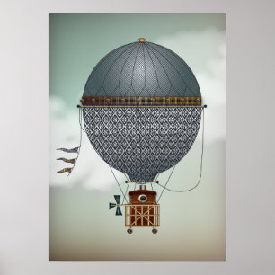 Luchtballonvaartsindices Steampunkreizen Poster