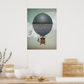 Luchtballonvaartsindige Hot Air | Steampunkreizen Poster (Keuken)