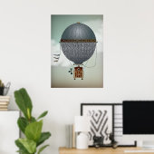 Luchtballonvaartsindige Hot Air | Steampunkreizen Poster (Thuiskantoor)