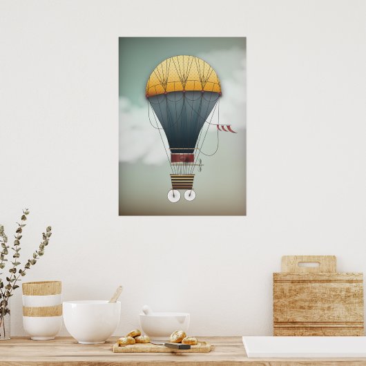 Luchtballonvliegtuig — Abelle | Steampunkreizen Poster (Keuken)