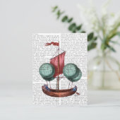 Luchtballonvliegtuig met warme lucht, met rode zei briefkaart (Staand voorkant)