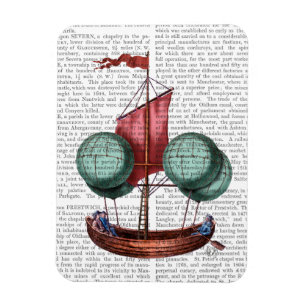 Luchtballonvliegtuig met warme lucht, met rode zei magneet