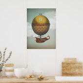 Luchtballonvliegtuig Nautisme Steampunk Travel Poster (Keuken)