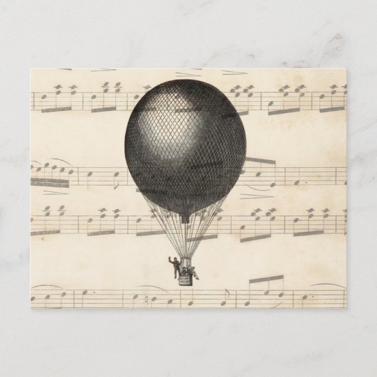 luchtballonvliegtuig Steampunk Hot Air Briefkaart (Voorkant)