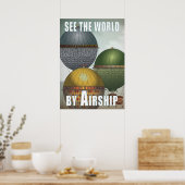 Luchtballonvliegtuig Trio Steampunk Revel Poster (Keuken)