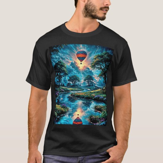 Luchtballonvlucht met warme lucht t-shirt (Voorkant)