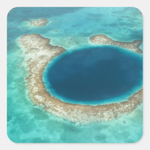 Luchtbeeld van Blue Hole, zeilboot voor anker Vierkante Sticker