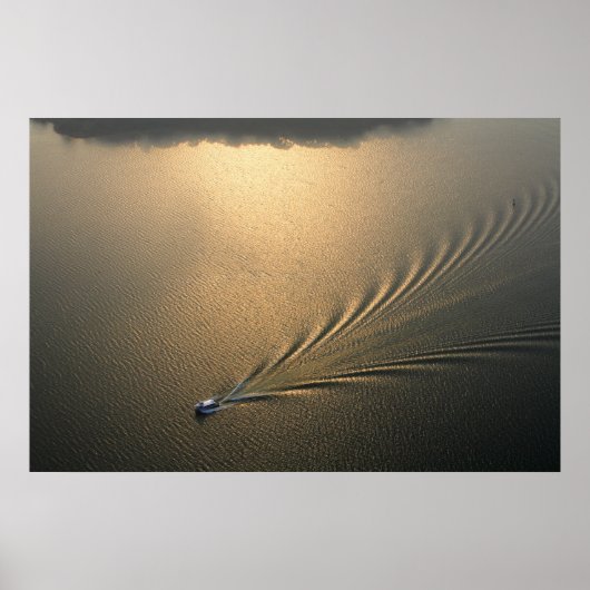luchtbeeld van boot in Gatunmeer Panama Poster (Voorkant)