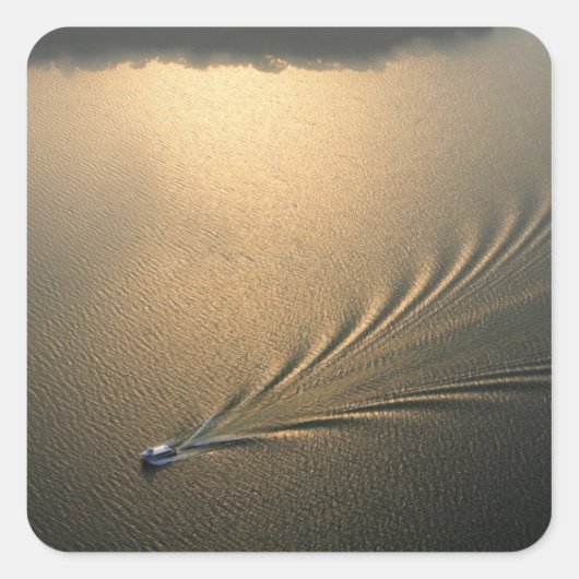 luchtbeeld van boot in het Gatunmeer Panama Vierkante Sticker (Voorkant)