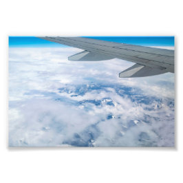 Luchtbeeld van de besneeuwde Alpen – Vlucht naar V Foto Afdruk