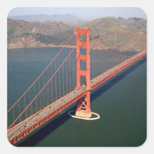 Luchtbeeld van de Golden Gate Bridge in de 2 Vierkante Sticker