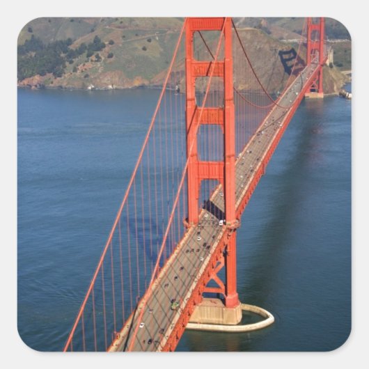 Luchtbeeld van de Golden Gate Bridge in de Vierkante Sticker (Voorkant)