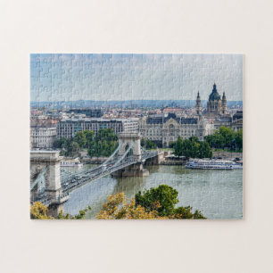 Luchtbeeld van de Kettingbrug in Boedapest, Hongar Legpuzzel