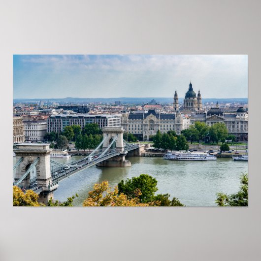 Luchtbeeld van de Kettingbrug in Boedapest, Hongar Poster (Voorkant)
