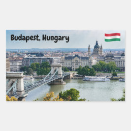 Luchtbeeld van de Kettingbrug in Boedapest, Hongar Rechthoekige Sticker