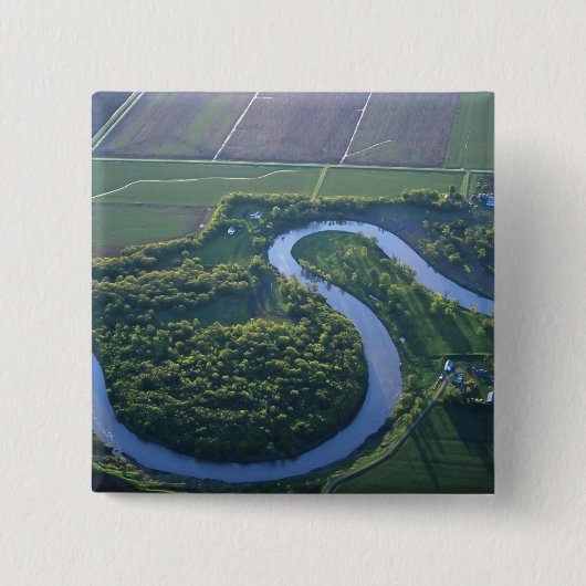 Luchtbeeld van de Rode Rivier van het Noorden Vierkante Button 5,1 Cm (Voorkant)