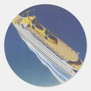 Luchtbeeld van een oud cruiseschip in de oceaan ronde sticker