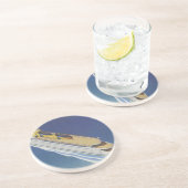 Luchtbeeld van een oud cruiseschip in de oceaan zandsteen onderzetter (Zijkant)