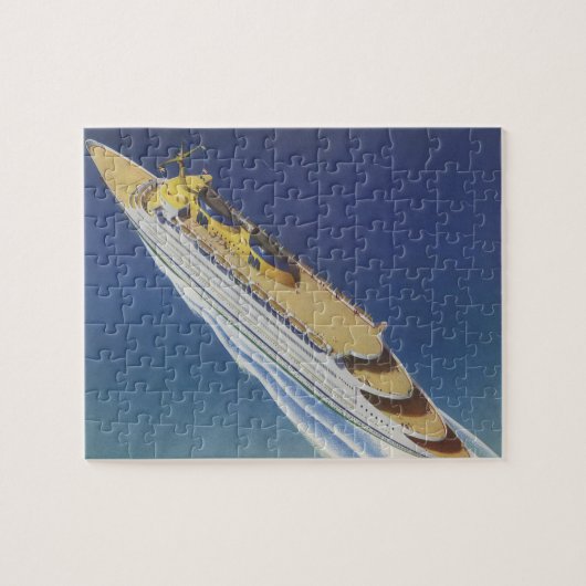 Luchtbeeld van een ouderwets cruiseschip in de oce legpuzzel (Horizontaal)