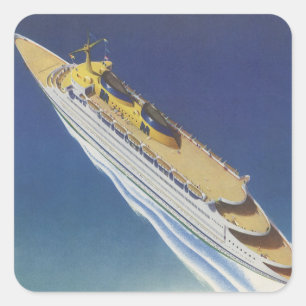 Luchtbeeld van een ouderwets cruiseschip in de oce vierkante sticker