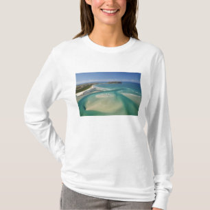 Luchtbeeld van estuarium, Sawyer Bay, Stanley en T-shirt