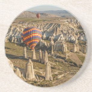 Luchtbeeld van hete luchtballonnen, Cappadocië 2 Zandsteen Onderzetter