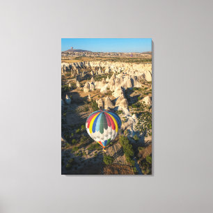 Luchtbeeld van hete luchtballonnen, Cappadocië Canvas Afdruk