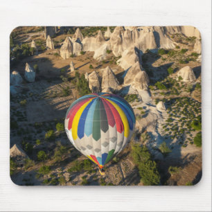 Luchtbeeld van hete luchtballonnen, Cappadocië Muismat