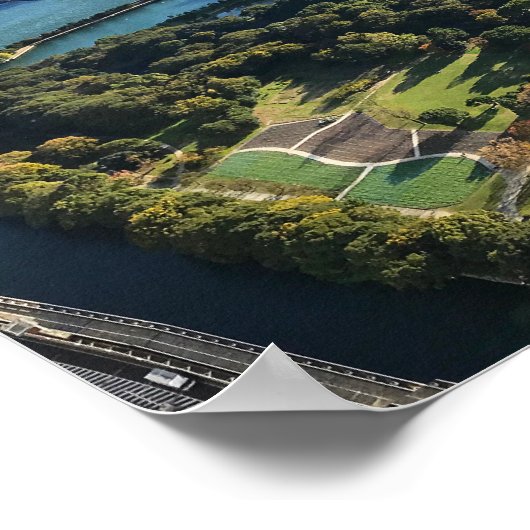 Luchtbeeld van Japanse tuin Poster (Hoek)