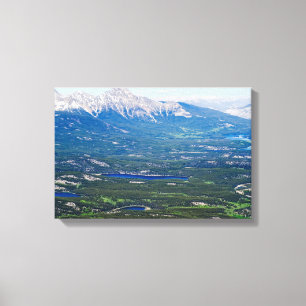 Luchtbeeld van Jasper-meren - Canada Canvas Afdruk