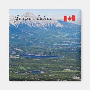 Luchtbeeld van Jasper-meren - Canada Magneet