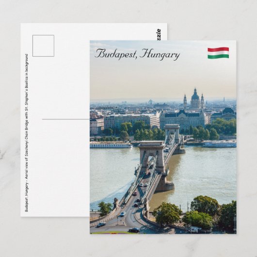 Luchtbeeld van Kettingbrug - Boedapest, Hongarije Briefkaart (Voorkant / Achterkant)