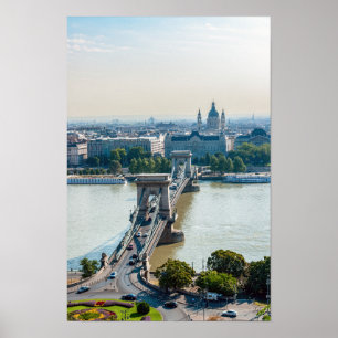 Luchtbeeld van Kettingbrug - Boedapest, Hongarije Poster
