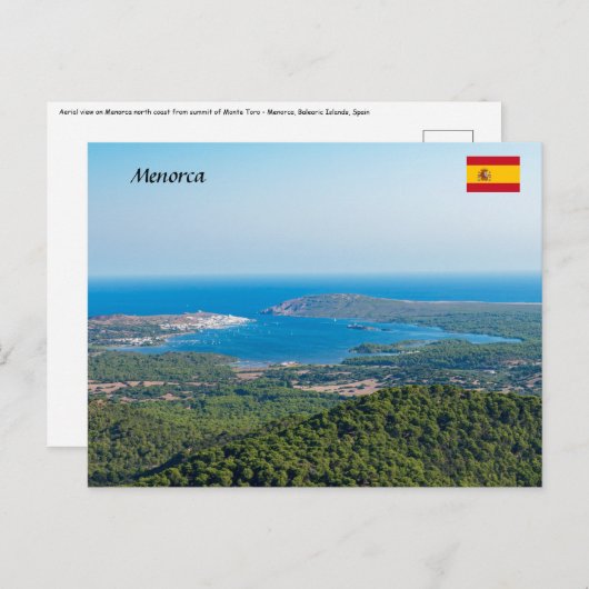 Luchtbeeld van Menorca vanaf de top van Monte Toro Briefkaart (Voorkant / Achterkant)