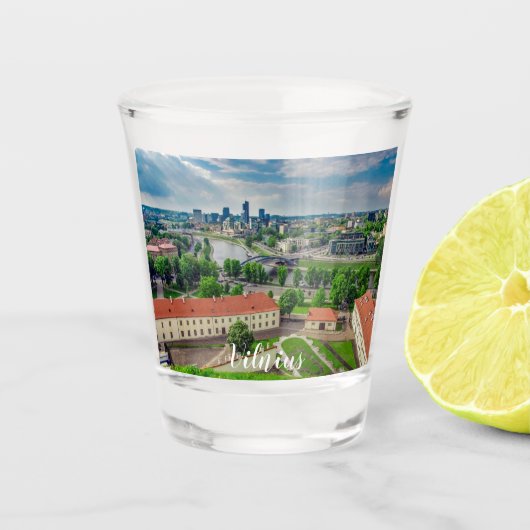 Luchtbeeld van Vilnius, Litouwen Shot Glas (Voorkant)