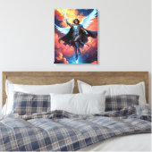 Luchtbeschermer Krijger Aartsengel Michael Canvas Afdruk (Insitu (Slaapkamer))