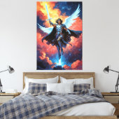 Luchtbeschermer Krijger Aartsengel Michael Canvas Afdruk (Insitu (Slaapkamer))