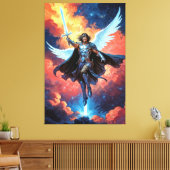 Luchtbeschermer Krijger Aartsengel Michael Canvas Afdruk (Insitu (Woonkamer))