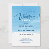 Luchtblauw aquarel achtergrond elegante typografie kaart (Voorkant)