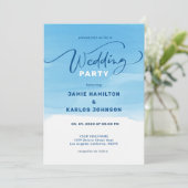 Luchtblauw aquarel achtergrond elegante typografie kaart (Staand voorkant)