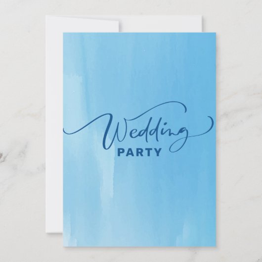 Luchtblauw aquarel achtergrond elegante typografie kaart (Achterkant)